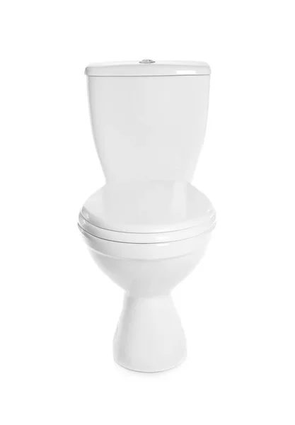Mangkuk Toilet Keramik Baru Dengan Latar Belakang Putih — Stok Foto