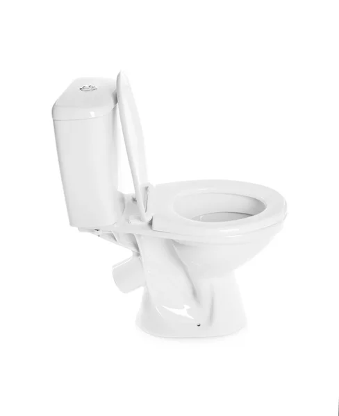 Mangkuk Toilet Keramik Baru Dengan Latar Belakang Putih — Stok Foto