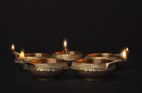 Diwali Diyas Lampade Argilla Sfondo Scuro — Foto Stock