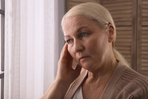 Mature Woman Suffering Depression Home — Stock Photo, Image