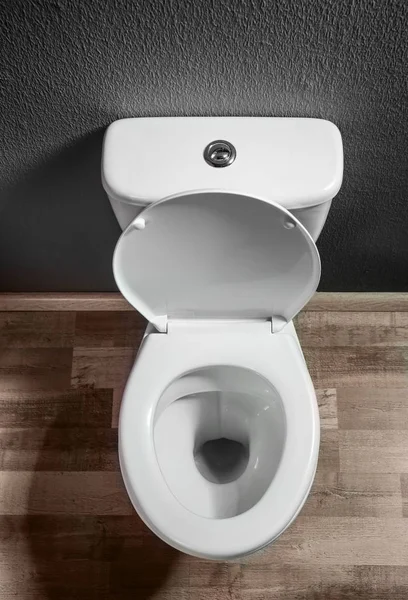New Ceramic Toilet Bowl Indoors Top View — Stock Photo, Image