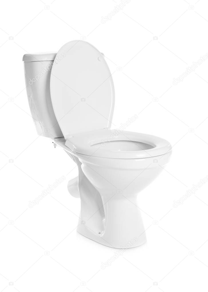 New ceramic toilet bowl on white background