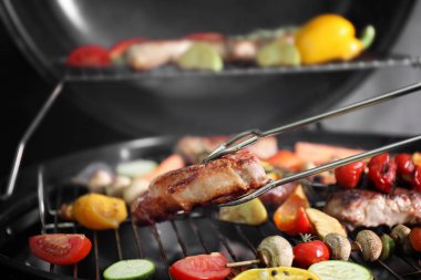 Yemek lezzetli et ve sebze Barbekü ızgara, portre