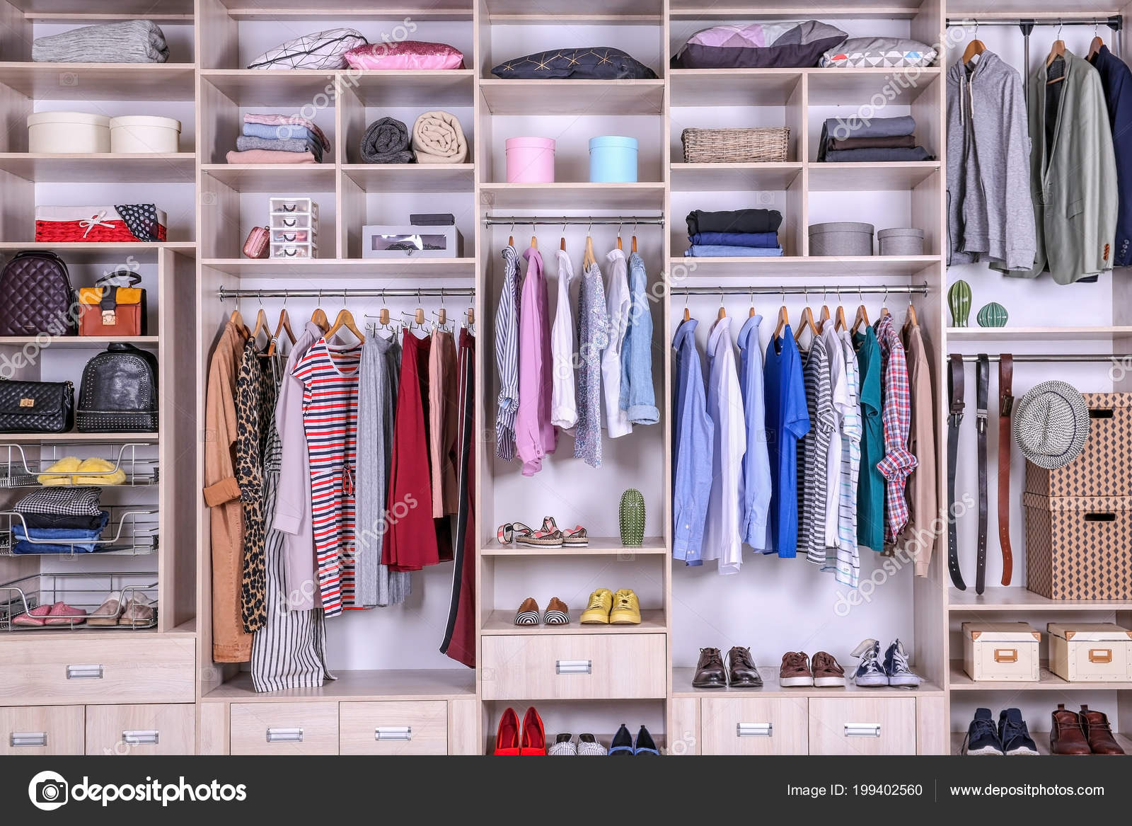 Large Wardrobe Different Clothes Home Stuff Shoes — Stock Photo