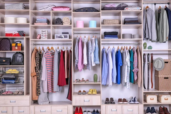 Large Wardrobe Different Clothes Home Stuff Shoes — Stock Photo, Image