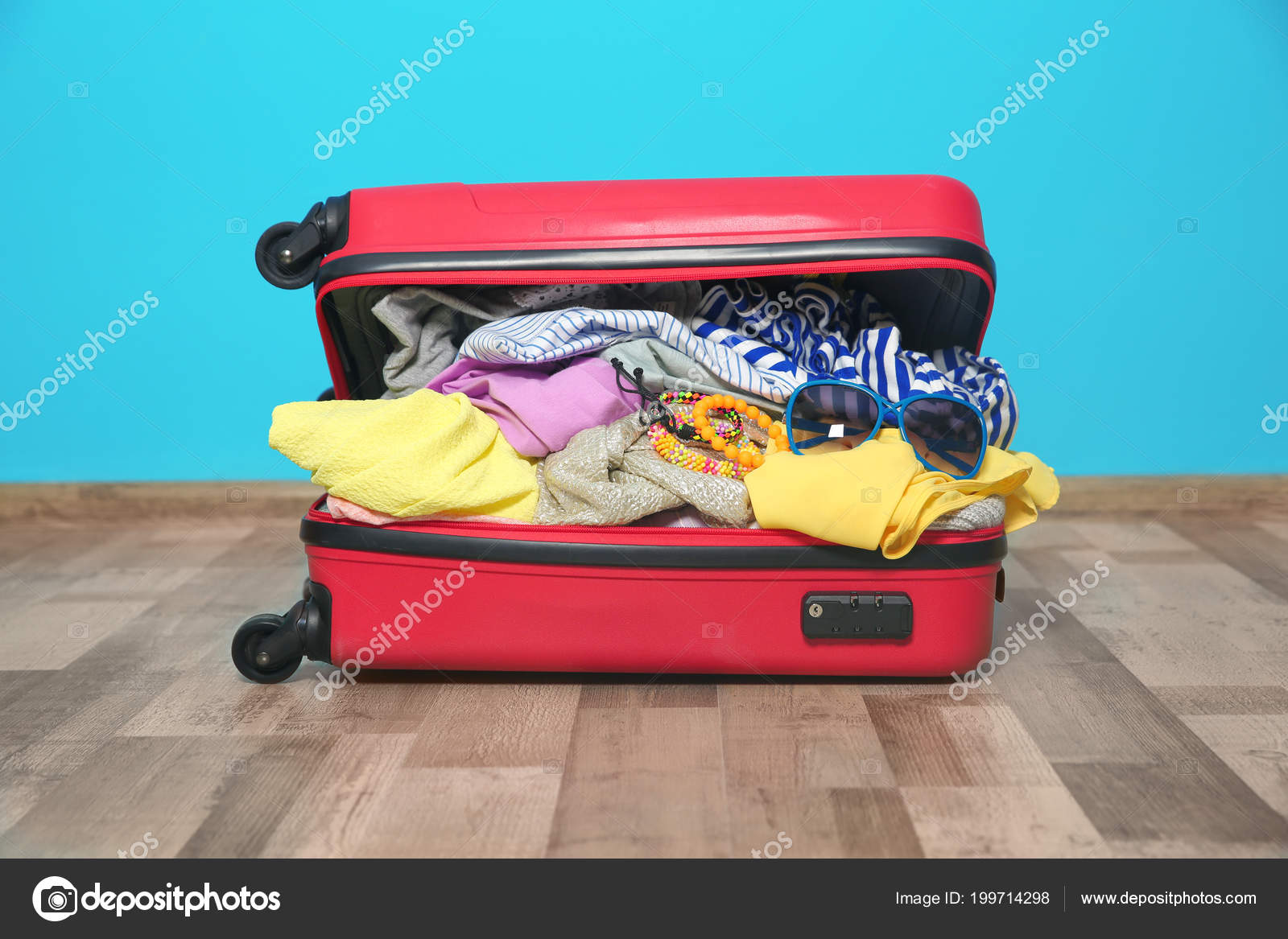 clothes in a suitcase