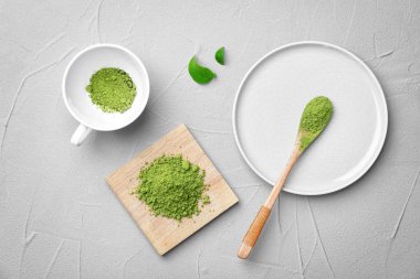 Düz matcha ile kompozisyon çay açayım