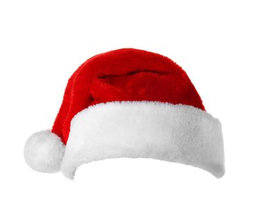 Beyaz arka planda kırmızı şapkalı Noel Baba