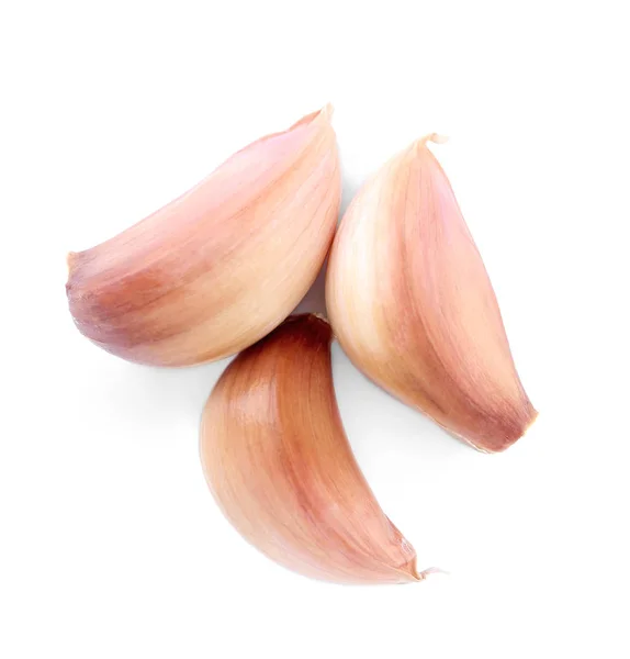 Fresh Unpeeled Garlic Cloves White Background — Stock Photo, Image