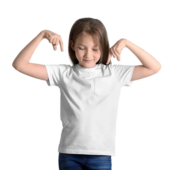 Bambina Shirt Sfondo Bianco Mockup Design — Foto Stock