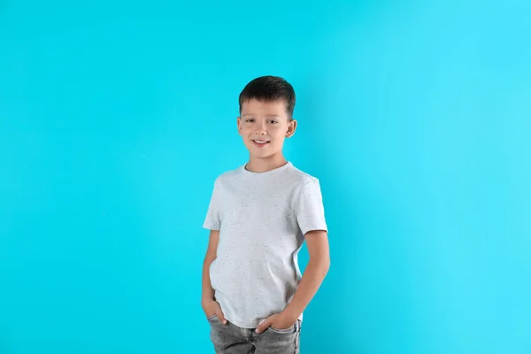 Little Boy Shirt Color Background Mock Design — Stock Photo, Image