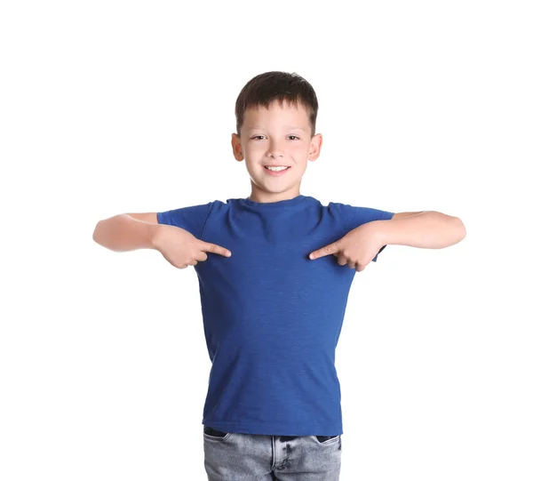 Kleiner Junge Shirt Auf Weißem Hintergrund Design Attrappe — Stockfoto