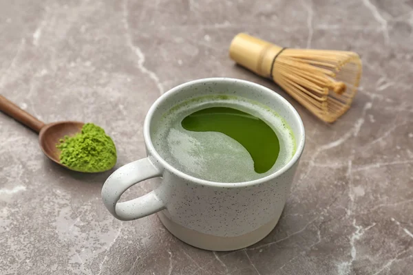 Tasse Thé Matcha Frais Sur Table — Photo