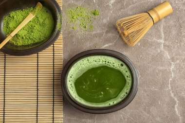 Düz matcha ile kompozisyon çay açayım