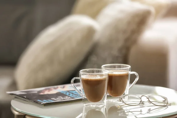 Kopjes Aromatische Koffie Tafel — Stockfoto