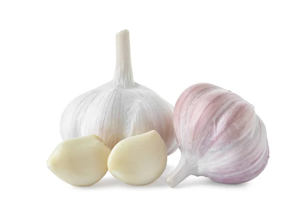 Fresh Garlic Bulbs Cloves White Background — Stock Photo, Image