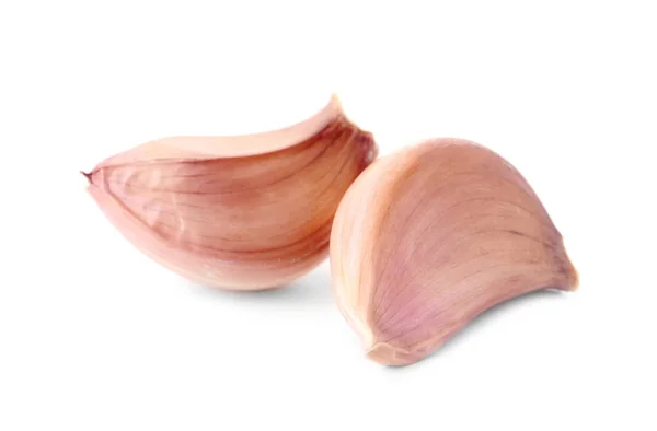 Fresh Unpeeled Garlic Cloves White Background — Stock Photo, Image