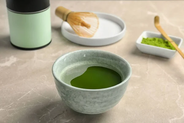 Chawan Met Verse Matcha Thee Tafel — Stockfoto