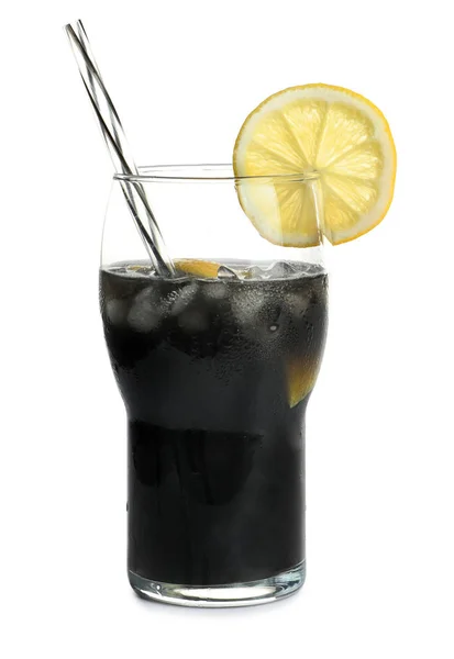 Склянка Натуральним Чорним Лимонадом Білому Тлі — стокове фото