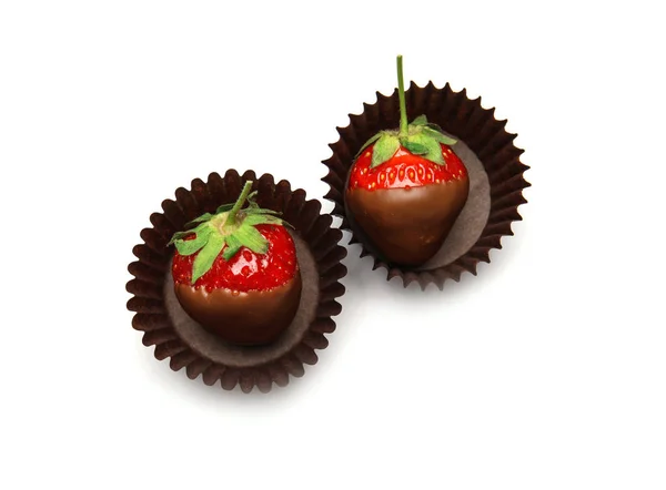 Delicious Chocolate Covered Strawberries White Background — Stock Photo, Image