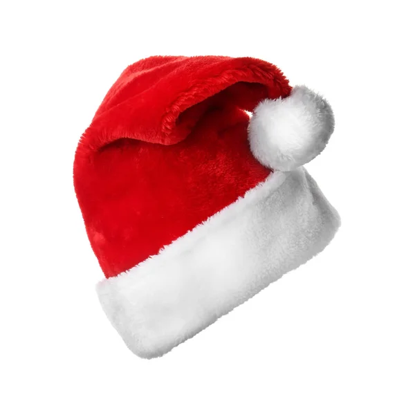 サンタクロースは白い背景に赤い帽子 — ストック写真
