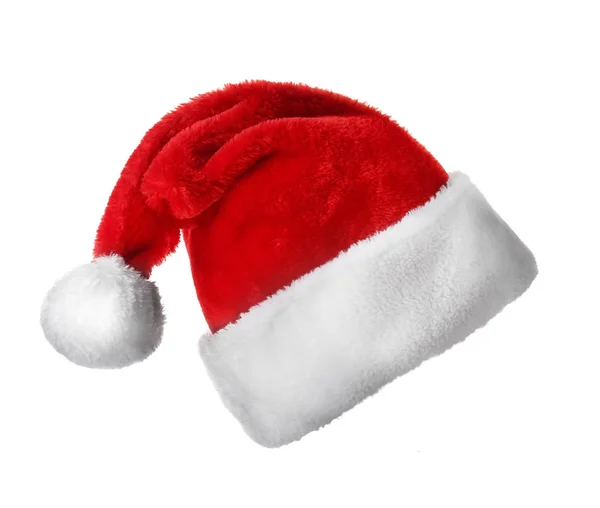 Santa Claus Rode Hoed Witte Achtergrond — Stockfoto