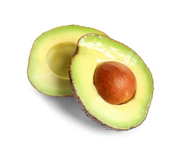 Ripe Sliced Avocado White Background — Stock Photo, Image