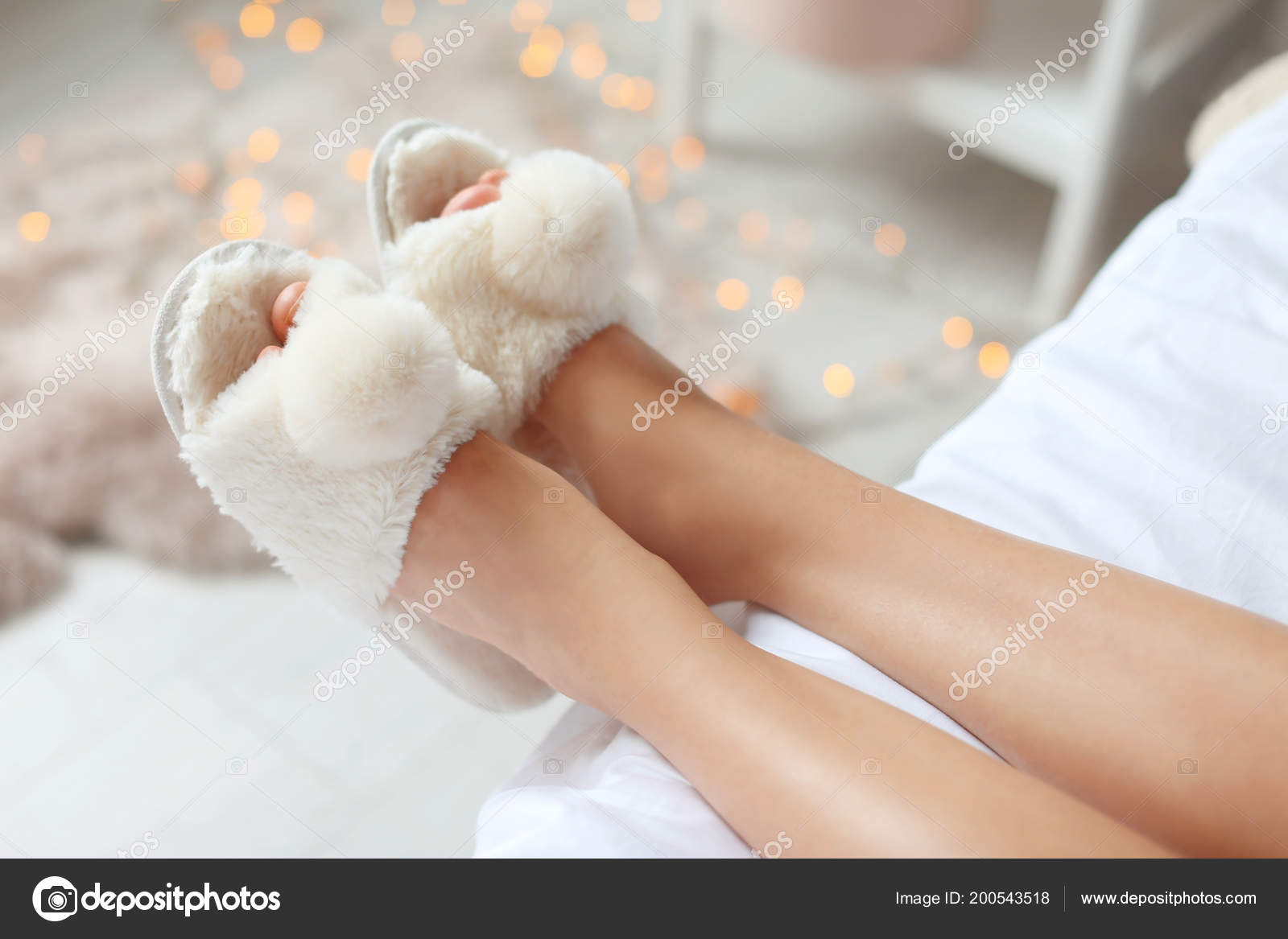 Woman Sexy Legs Fluffy Stock Photo by 200543518