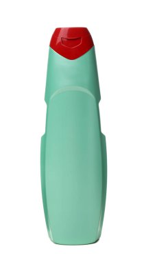 Beyaz arka plan üzerinde deterjan şişesiyle. Temizlik malzemeleri