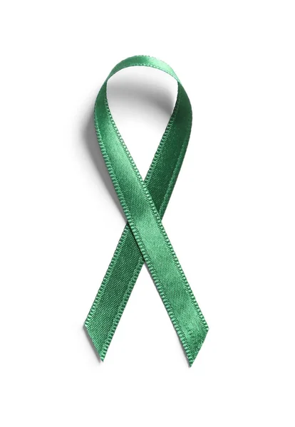 Grünes Band Auf Weißem Hintergrund Draufsicht Krebsbewusstsein — Stockfoto