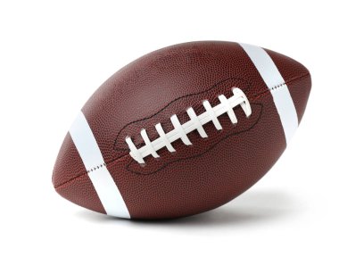 Beyaz arka planda deri Amerikan futbol topu