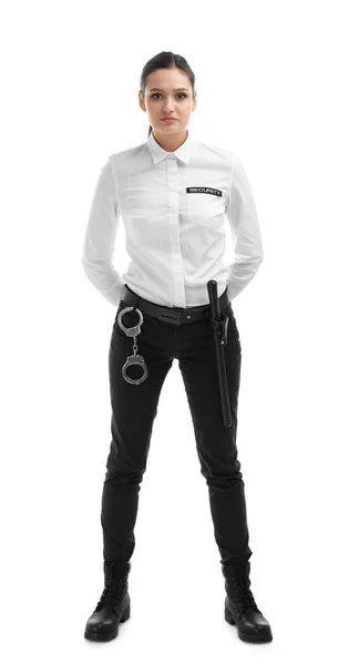 Female Security Guard Uniform White Background — Stock Photo, Image