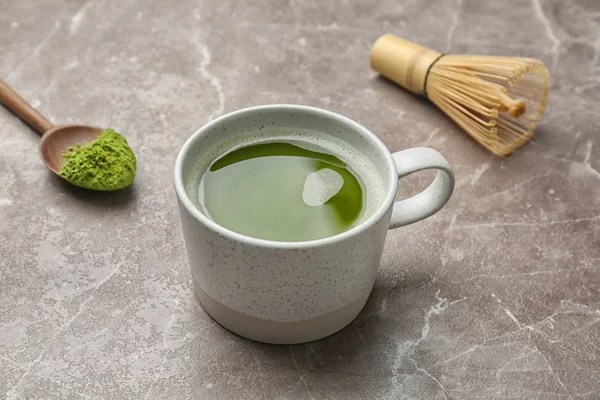 Tasse Thé Matcha Frais Sur Table — Photo