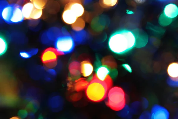 Vista Borrosa Las Luces Navidad Brillantes Primer Plano — Foto de Stock