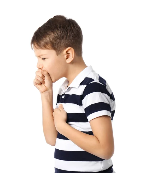 Little Boy Coughing White Background — Stock Photo, Image