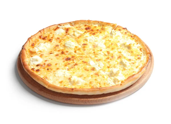 Chutné Horké Sýr Pizza Bílém Pozadí — Stock fotografie