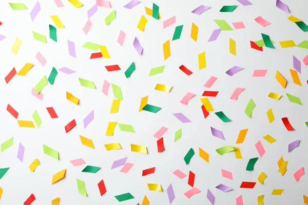 Colorful Confetti White Background Top View — Stock Photo, Image