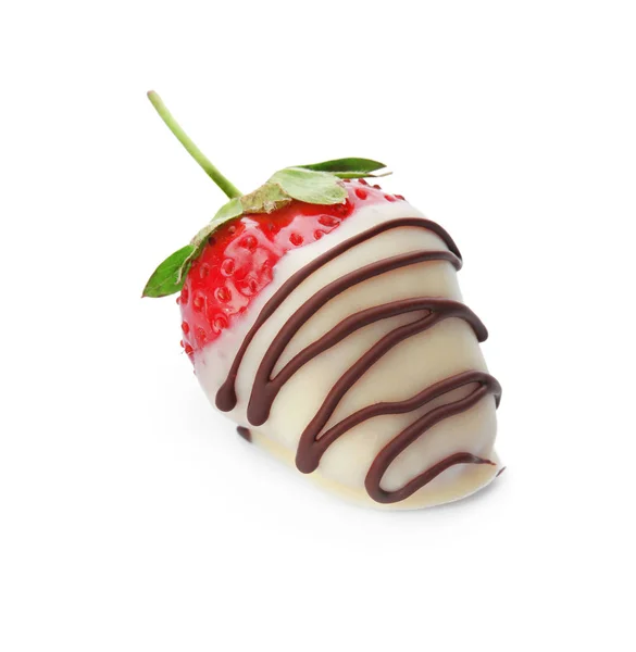 Delicious Chocolate Covered Strawberry White Background — Stock Photo, Image