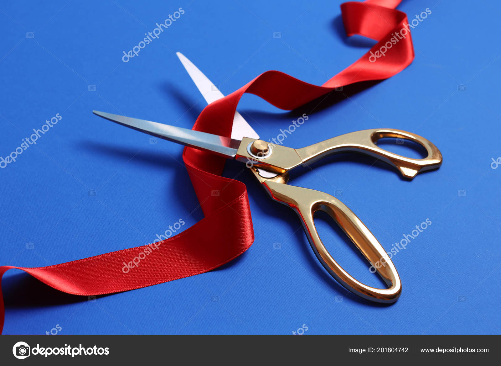 Ribbon Scissors Color Background Ceremonial Red Tape Cutting Stock Photo by  ©NewAfrica 201804742