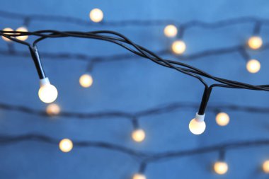 Renk arka plan, closeup güzel Noel ışıkları