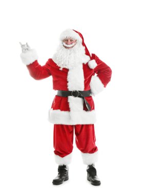 Otantik Noel Baba beyaz arka plan üzerinde