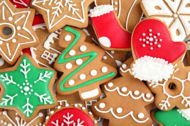 Arka plan olarak lezzetli ev yapımı Noel kurabiyeleri