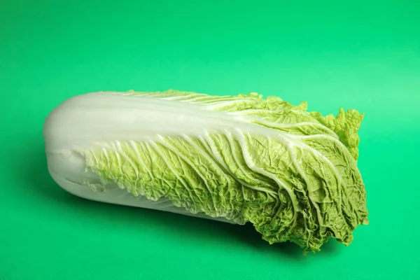 Fresh ripe cabbage on color background