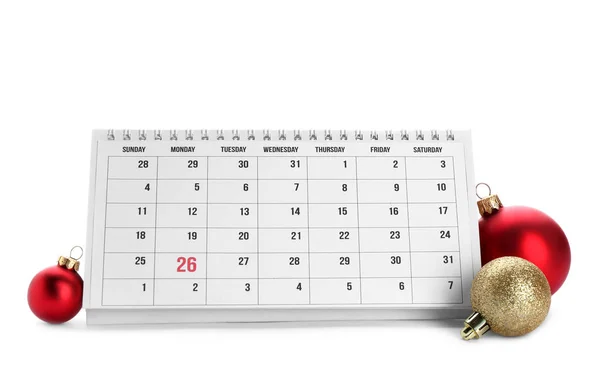 Calendario Arredamento Sfondo Bianco Conto Alla Rovescia Natale — Foto Stock