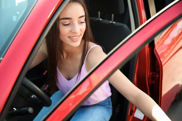 Young Woman Driver Seat Car — Stock Photo, Image