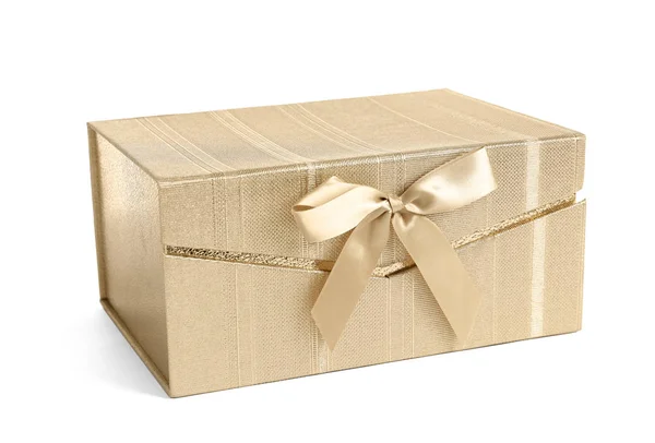 Beautiful Gift Box Bow White Background — Stock Photo, Image