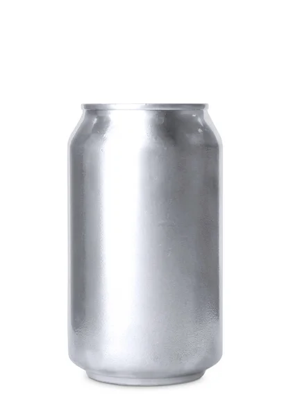Lata Alumínio Bebida Fundo Branco — Fotografia de Stock