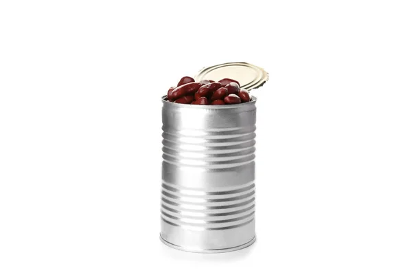 罐头用保存的豆在白色背景下 — 图库照片