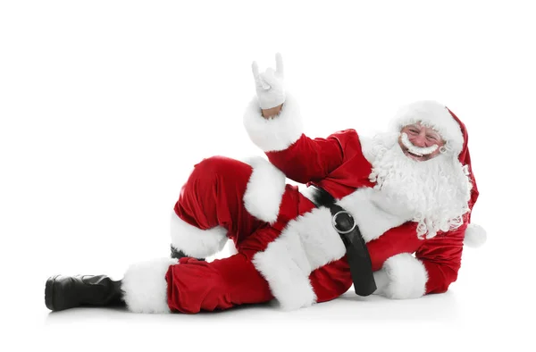 Authentische Weihnachtsmänner Auf Weißem Hintergrund — Stockfoto