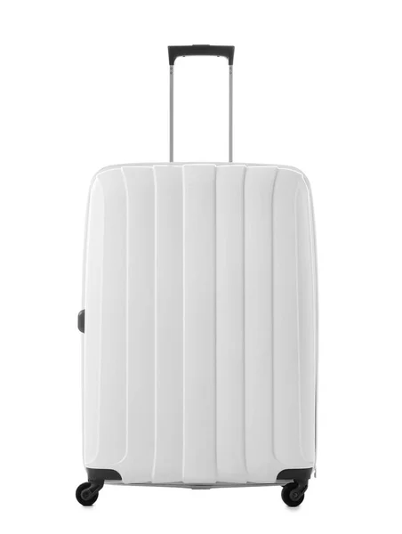 New Suitcase Packed Journey White Background — Stock Photo, Image